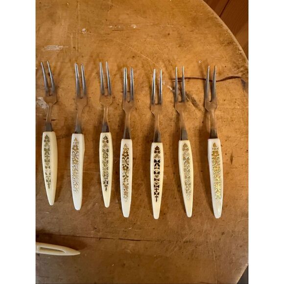 Vintage Mid Century Appetizer Fork Seafood Cheese Tray Lot Of 15 (6253) - Picture 4 of 9